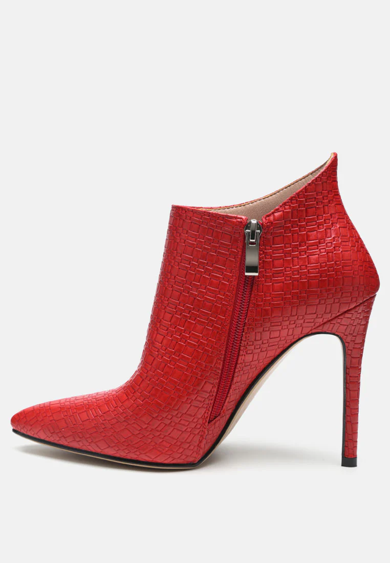 LOLITA Woven Texture Stiletto Boot in Red - Image 5