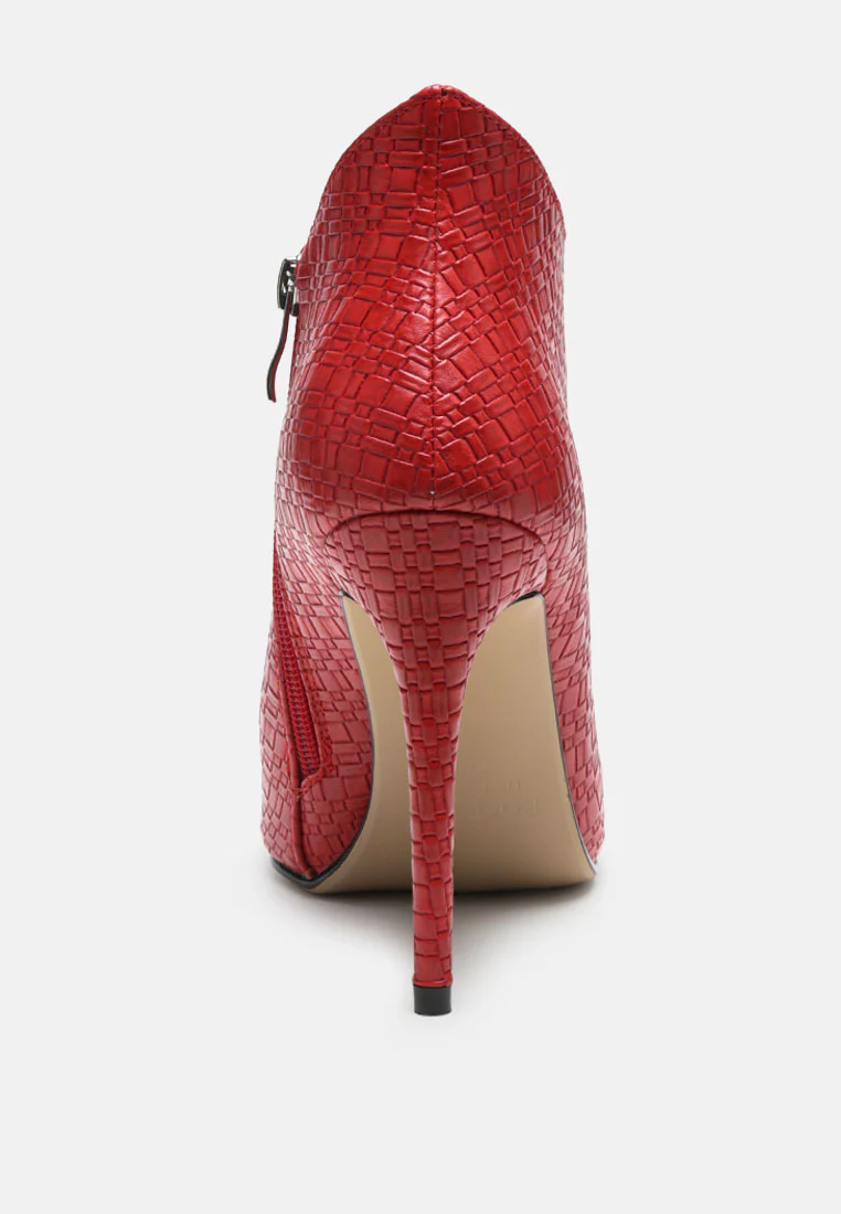 LOLITA Woven Texture Stiletto Boot in Red - Image 6