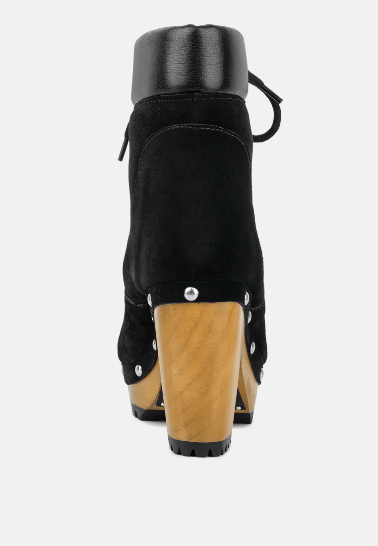 MAAYA Black Handcrafted Collared Suede Boot - Image 5