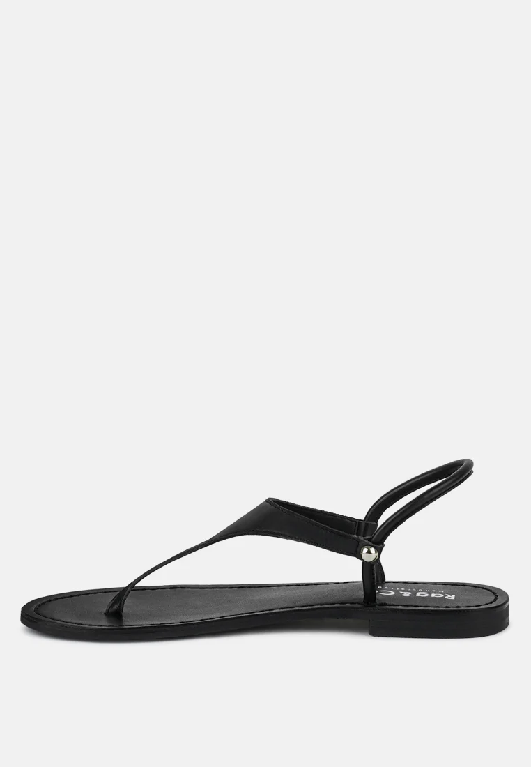 MADELINE Black Flat Thong Sandals - Image 4