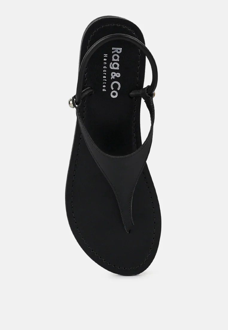 MADELINE Black Flat Thong Sandals - Image 6