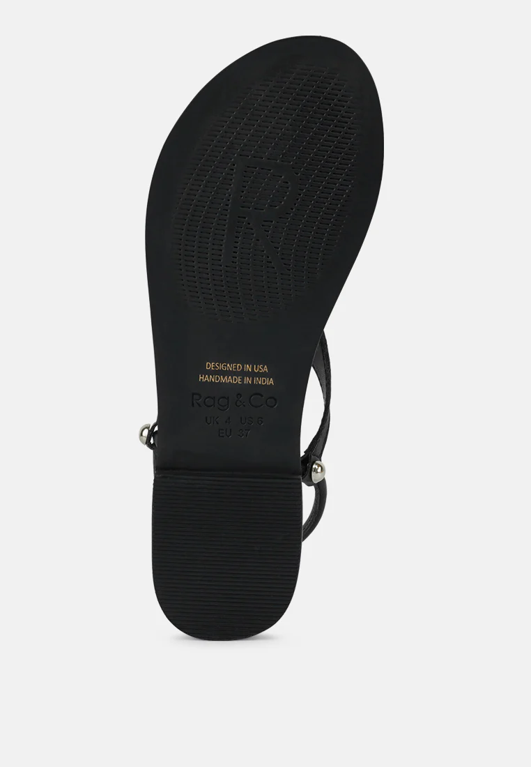 MADELINE Black Flat Thong Sandals - Image 7