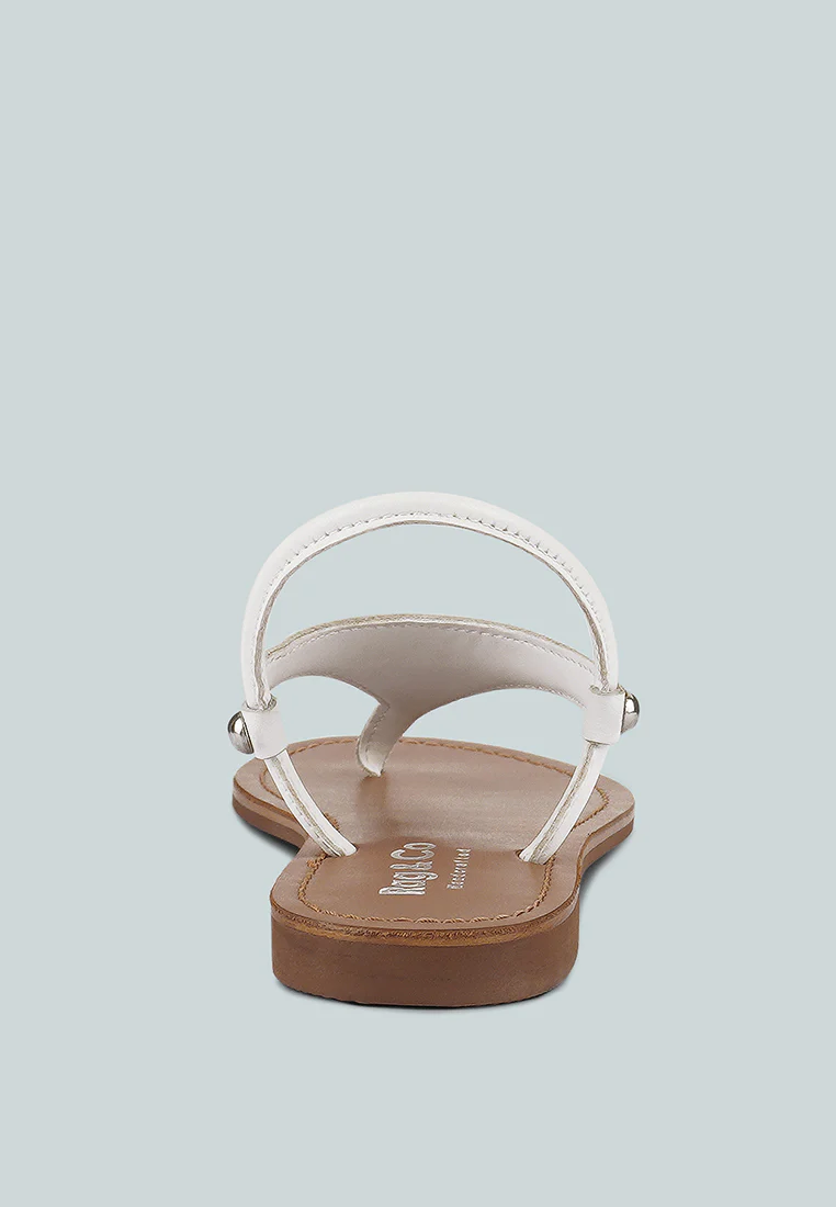 MADELINE White Flat Thong Sandals - Image 5