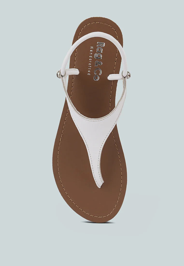 MADELINE White Flat Thong Sandals - Image 6