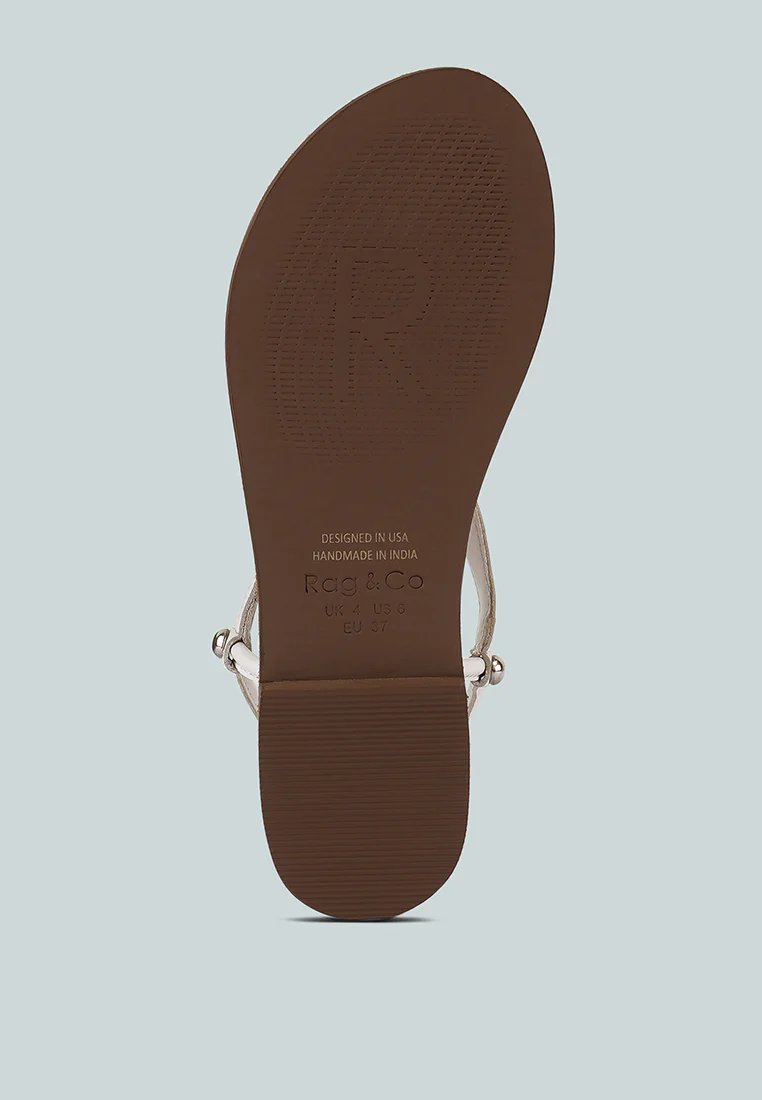 MADELINE White Flat Thong Sandals - Image 7