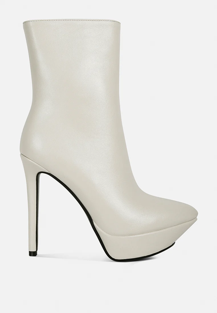 MAGNA Beige Platform Heel Ankle Boot - Image 2