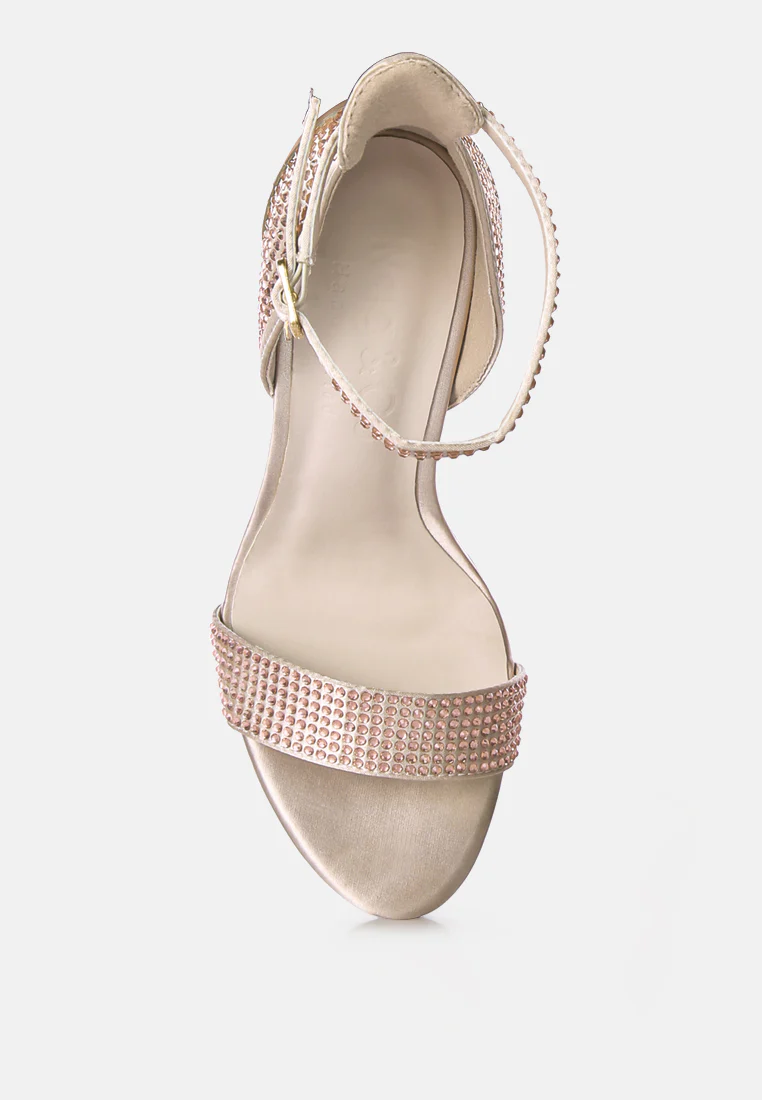 MAGNATE Beige Rhinestone Embellished Stiletto Sandals - Image 6