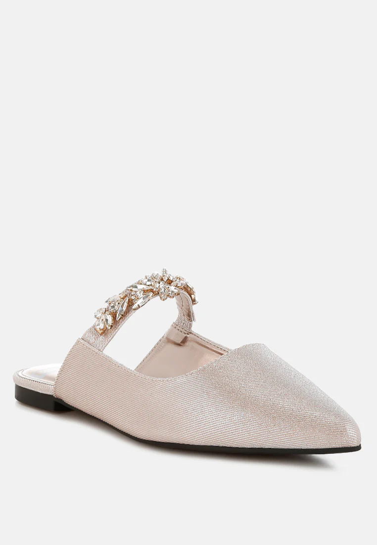 Magnum Diamante Strap Glitter Mules - Image 2