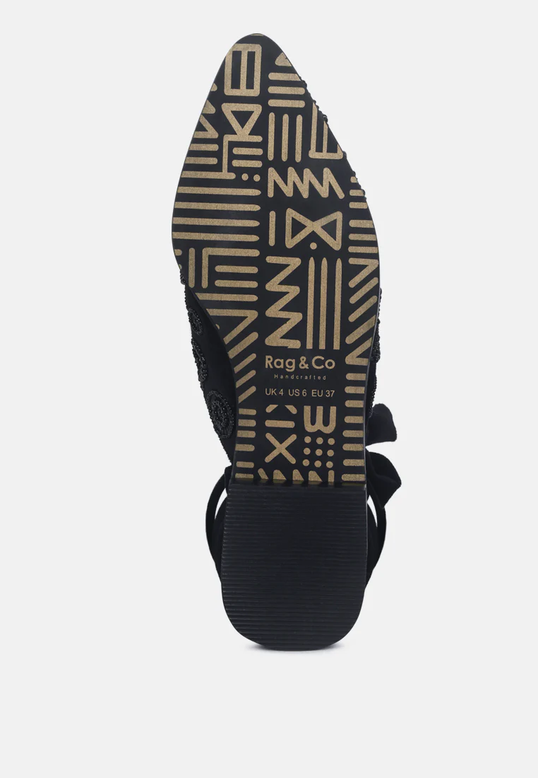 Mande Embroidered Velvet Mules in Black - Image 6