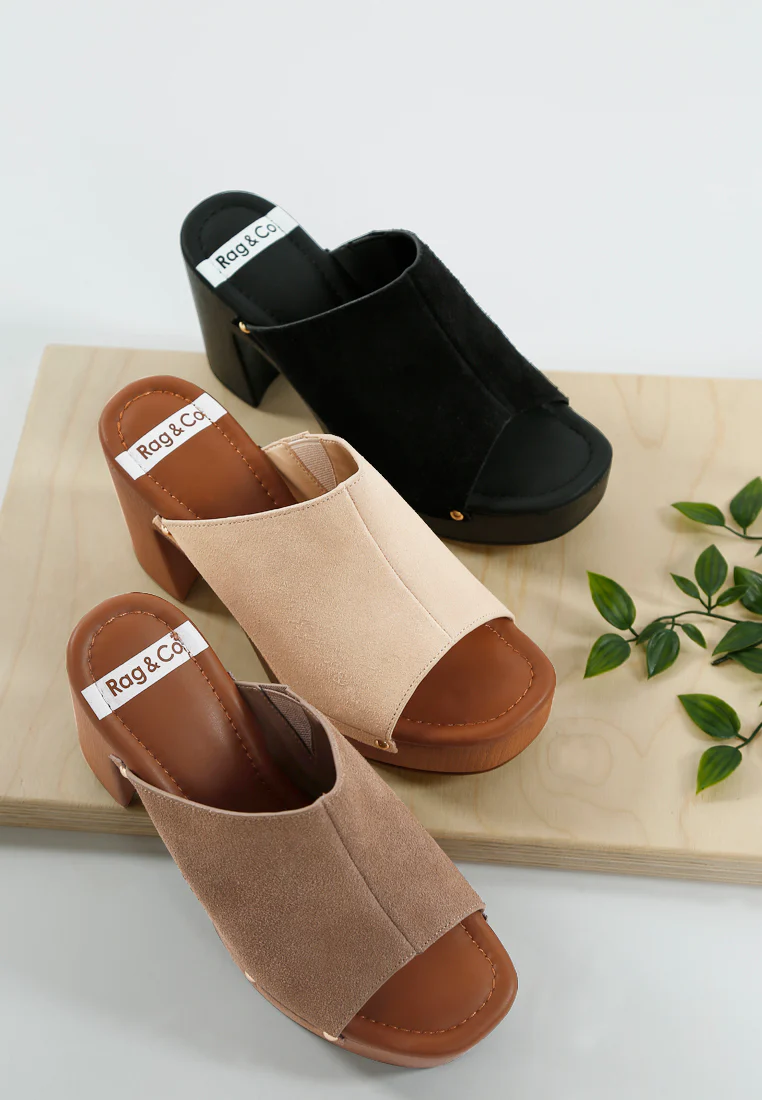 Masaki Soft Suede Leather Wooden Clogs - Image 3