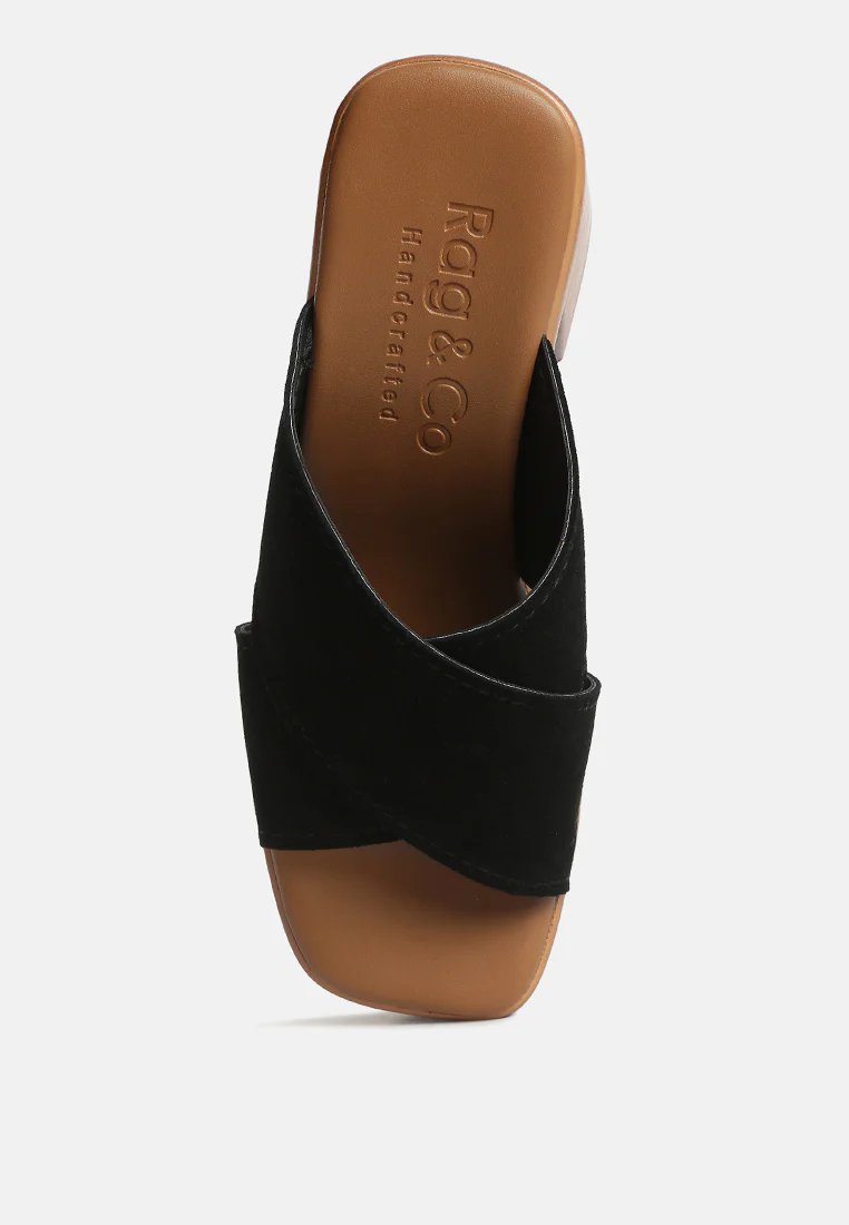 MATRIX Criss Cross Strap Block Heel Sandals in Black - Image 6