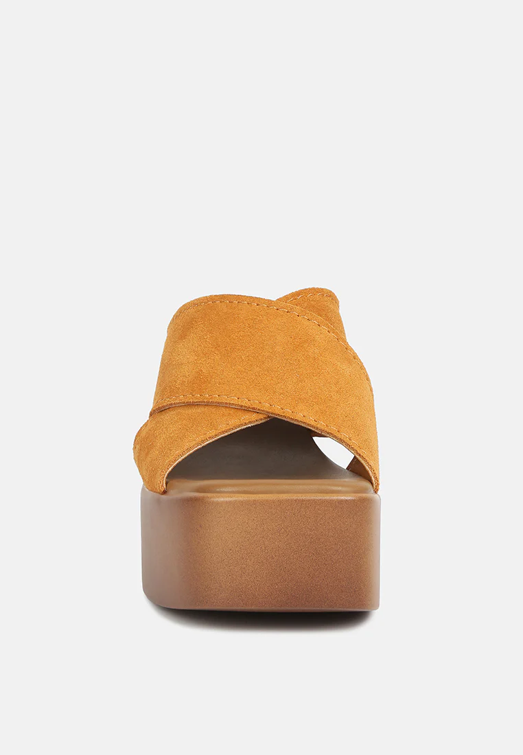 MATRIX Criss Cross Strap Block Heel Sandals in Light Tan - Image 3