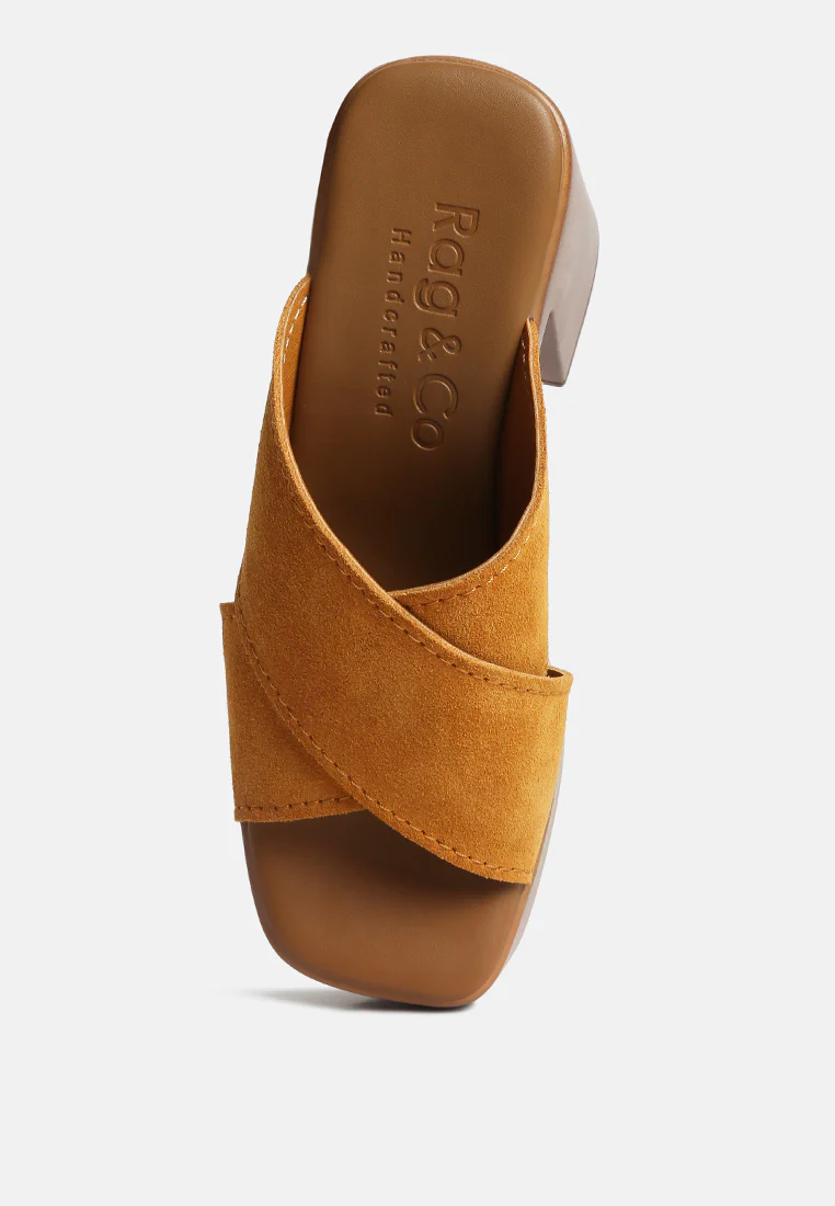 MATRIX Criss Cross Strap Block Heel Sandals in Light Tan - Image 6