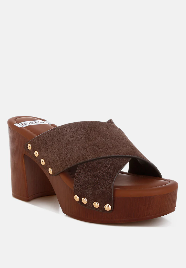 Womens Mearsk Genuine Suede Leather Clogs - Image 12
