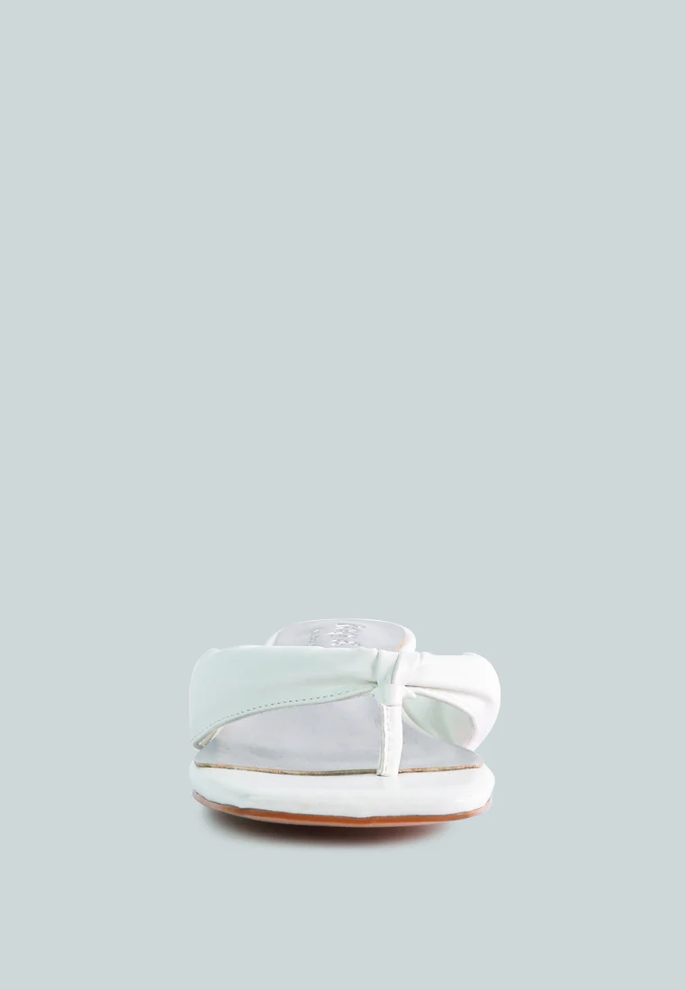 MEMESTAR White Low Heel Thong Sandals - Image 4