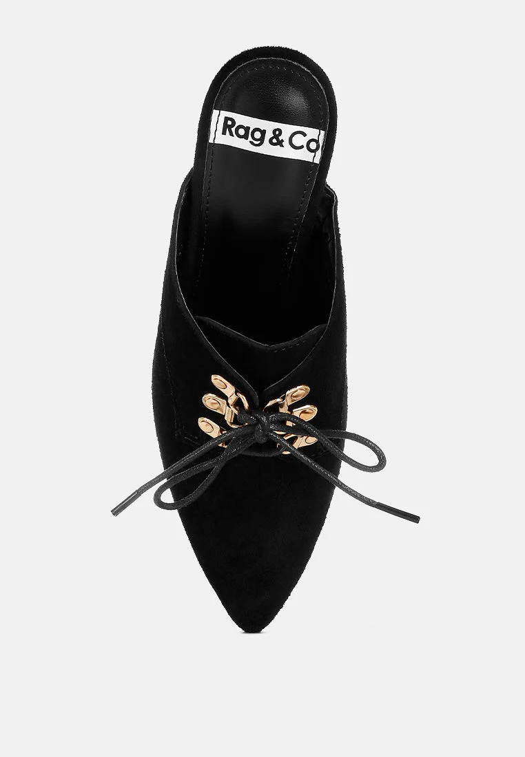 Miladi Genuine Suede Leather Stiletto Mules - Image 10
