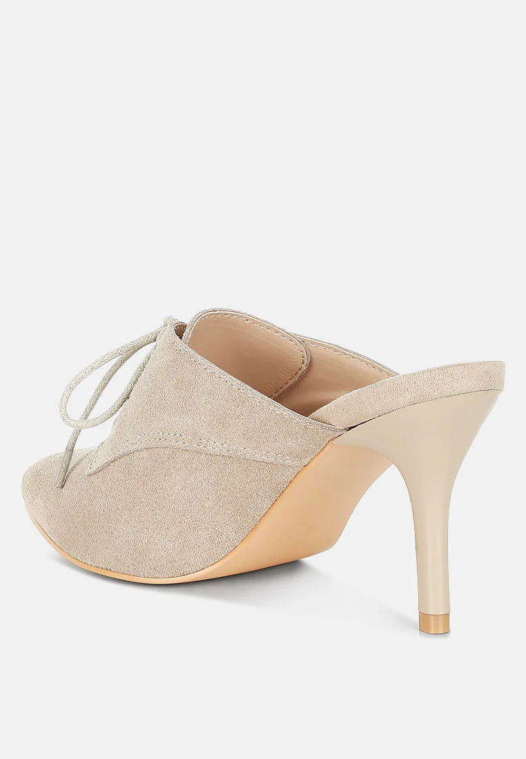 Miladi Genuine Suede Leather Stiletto Mules - Image 4