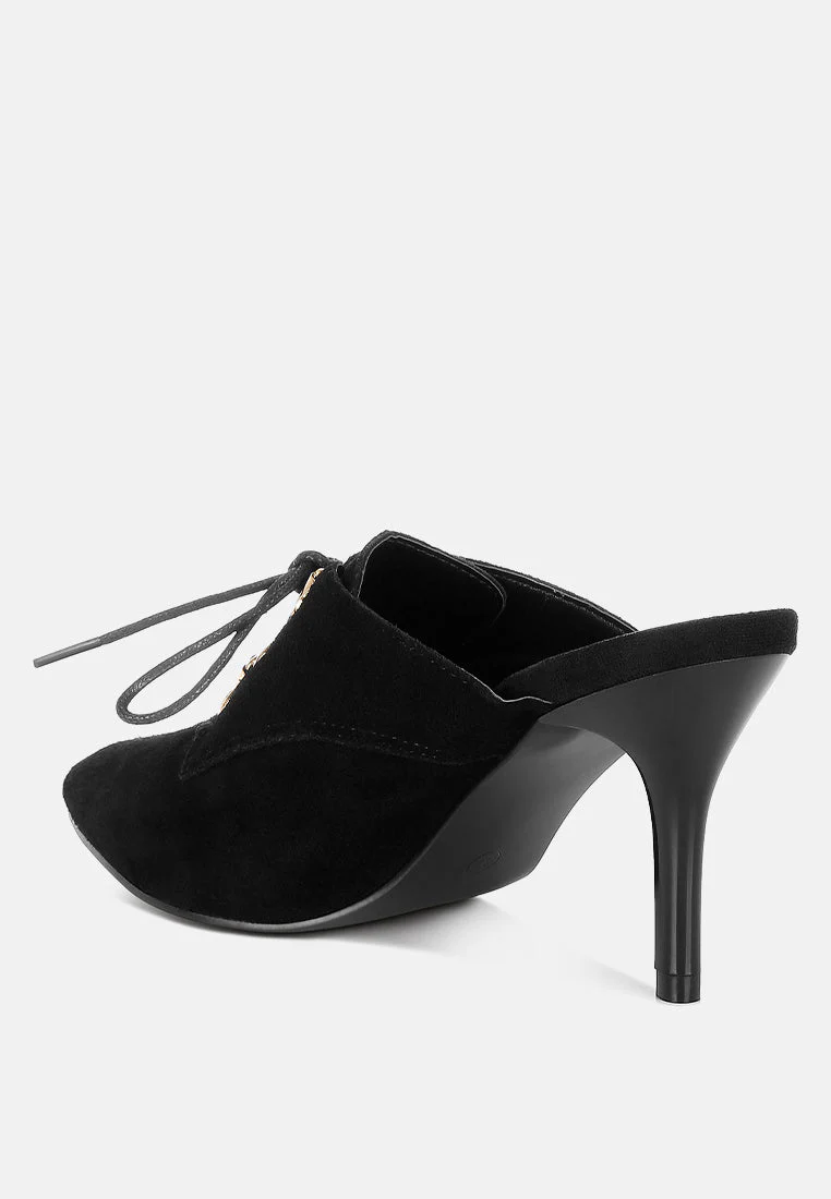 Miladi Genuine Suede Leather Stiletto Mules - Image 9