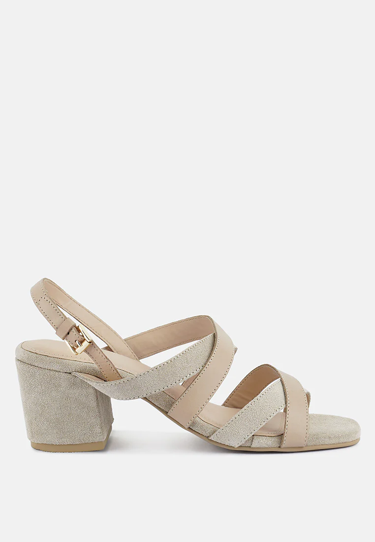 MON-LAPIN Nude High Heeled Block Leather Sandal - Image 2