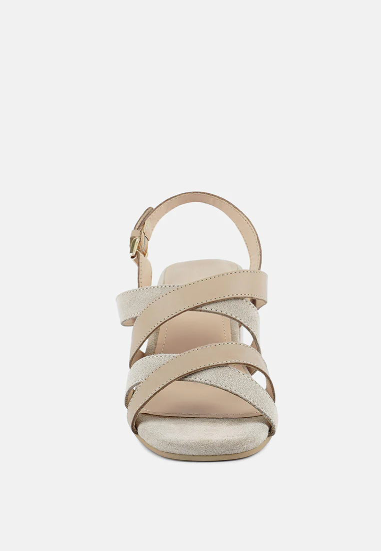 MON-LAPIN Nude High Heeled Block Leather Sandal - Image 3