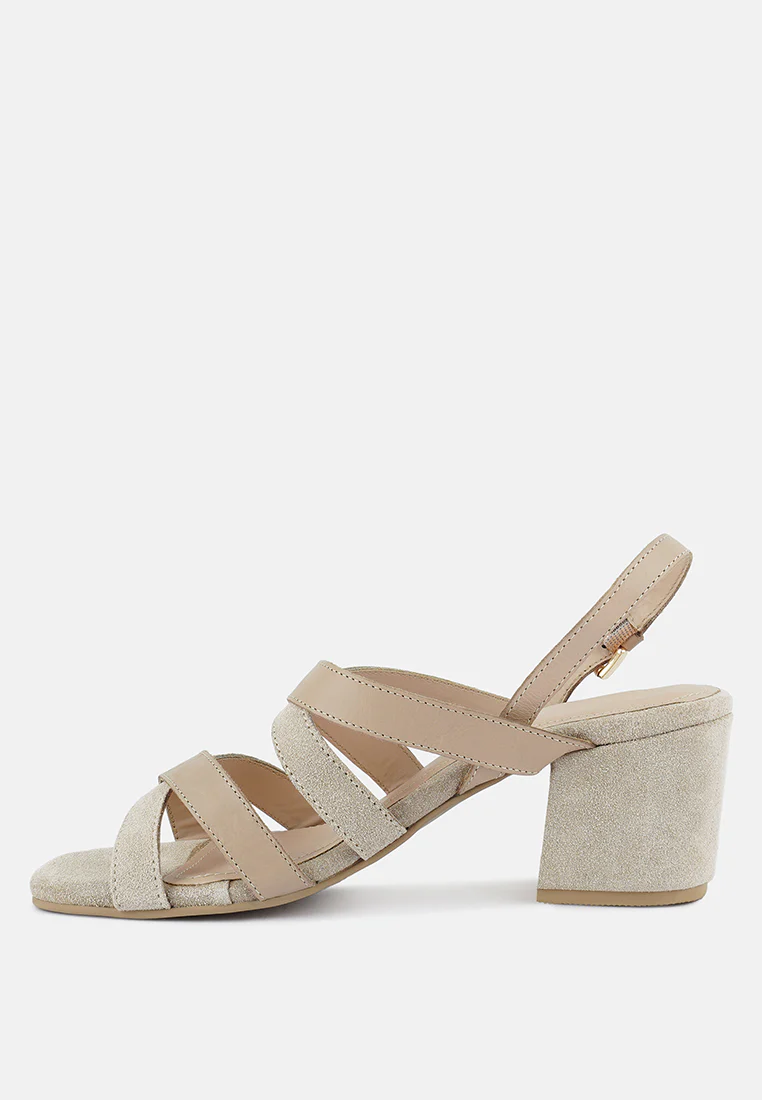MON-LAPIN Nude High Heeled Block Leather Sandal - Image 4