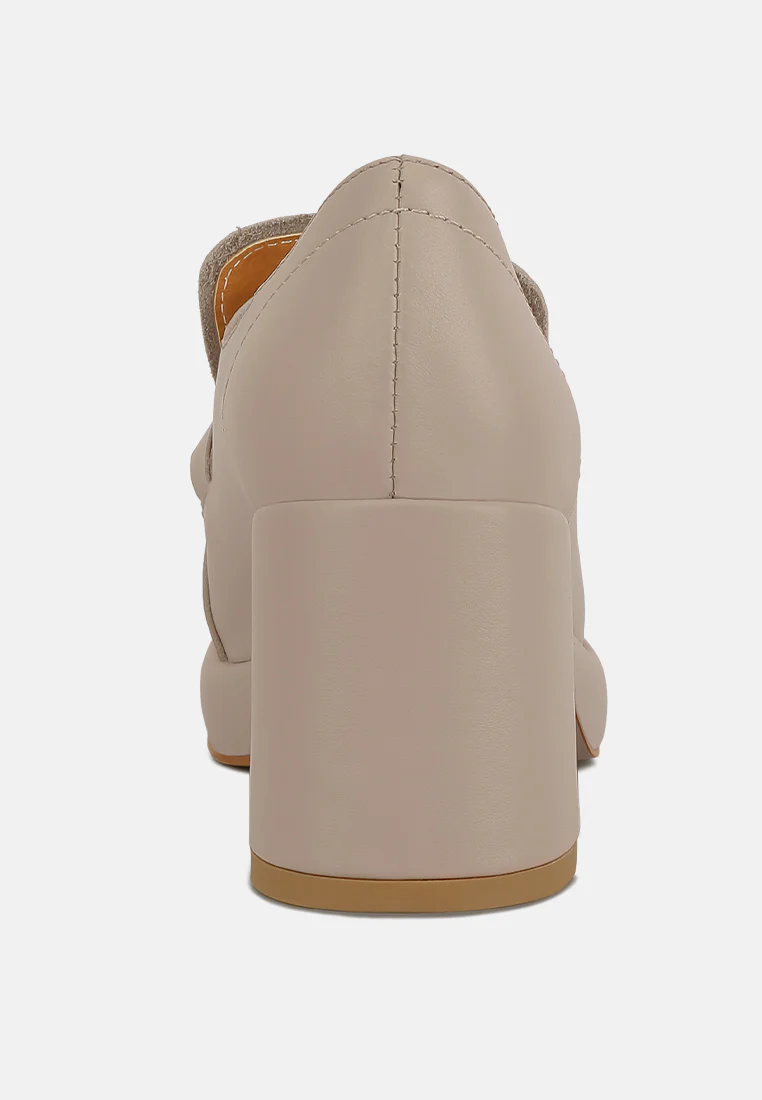Morgan Metallic Embellishment Leather Platform Loafers in Beige - Image 5