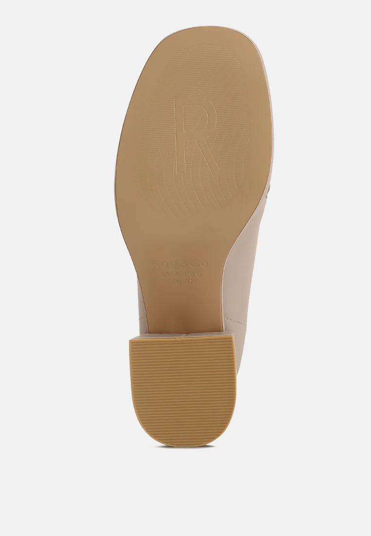 Morgan Metallic Embellishment Leather Platform Loafers in Beige - Image 7