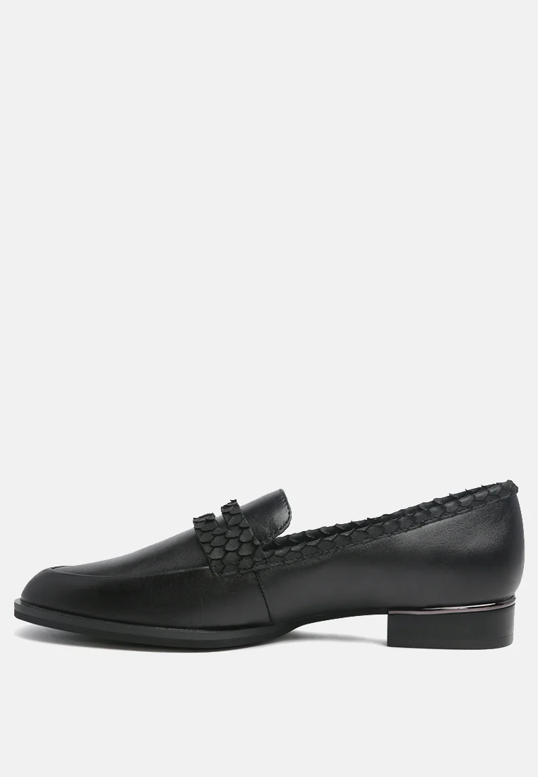 NADIA Black Leather Penny Loafers - Image 3