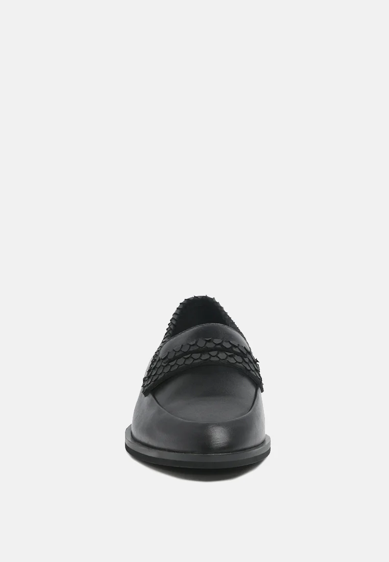 NADIA Black Leather Penny Loafers - Image 4