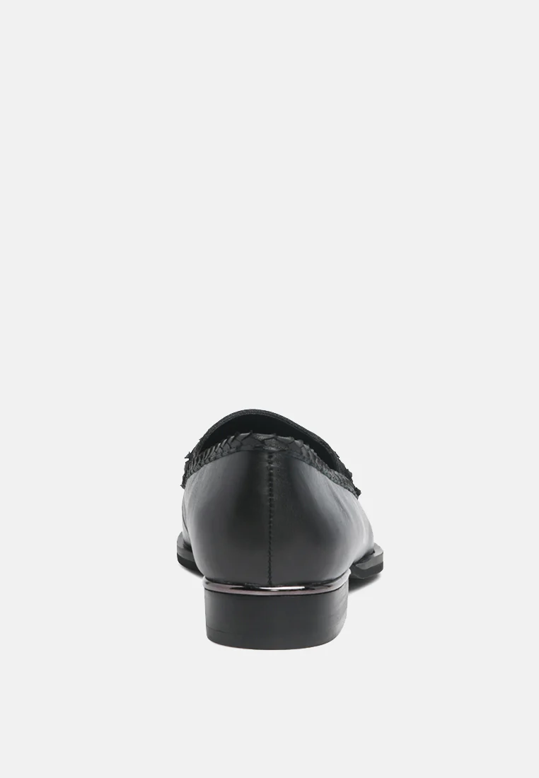 NADIA Black Leather Penny Loafers - Image 5