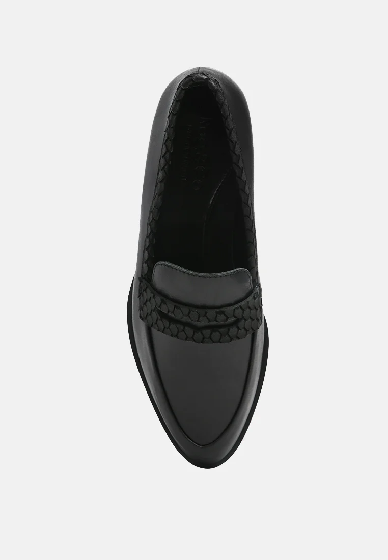 NADIA Black Leather Penny Loafers - Image 6