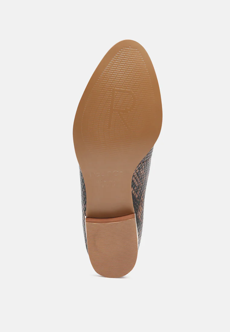 NADIA Brown Snake Textured Loafers - Image 6