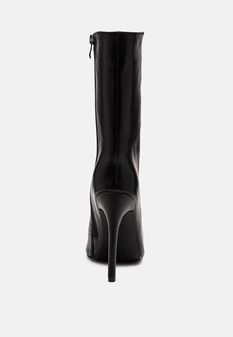 NAGINI Over Ankle Pointed Toe High Heeled Boot in Black - Image 5