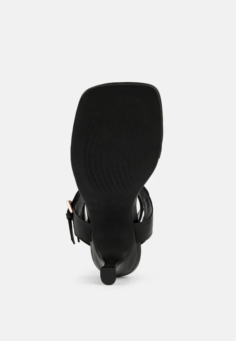 NEREID Black Kitten Heel Cut Out Gladiator Sandals - Image 7