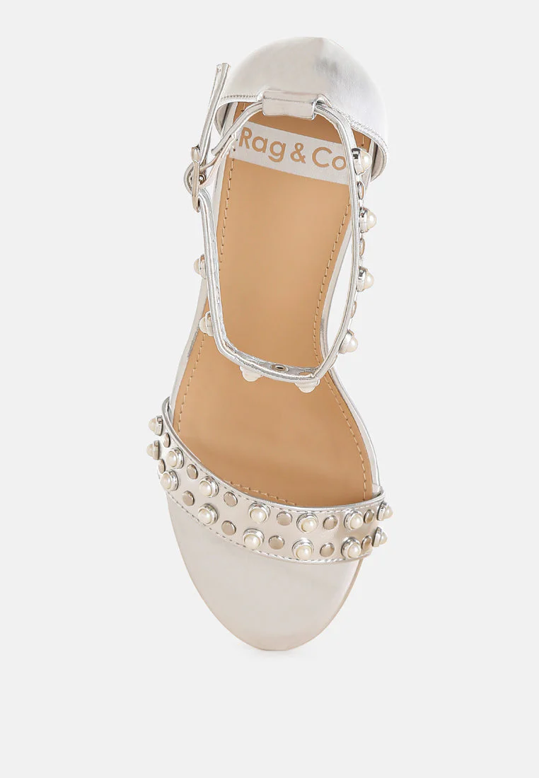 Jumera Metallic Pearl Embellished Wedges - Image 5
