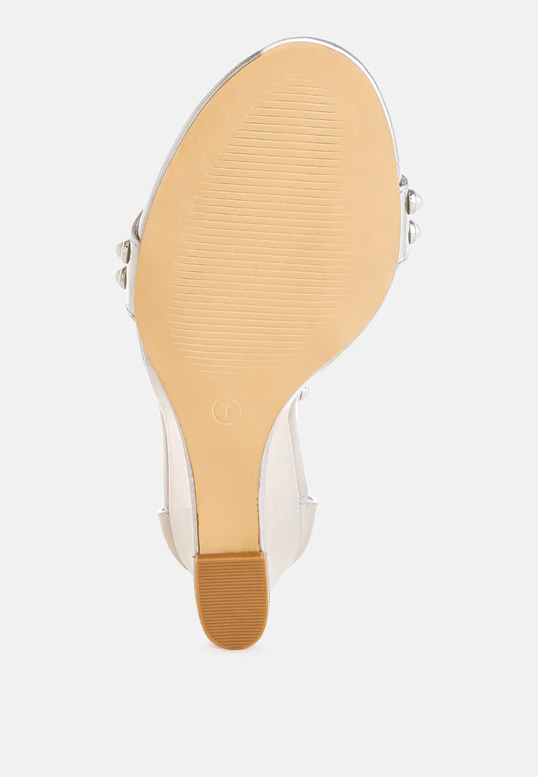 Jumera Metallic Pearl Embellished Wedges - Image 6