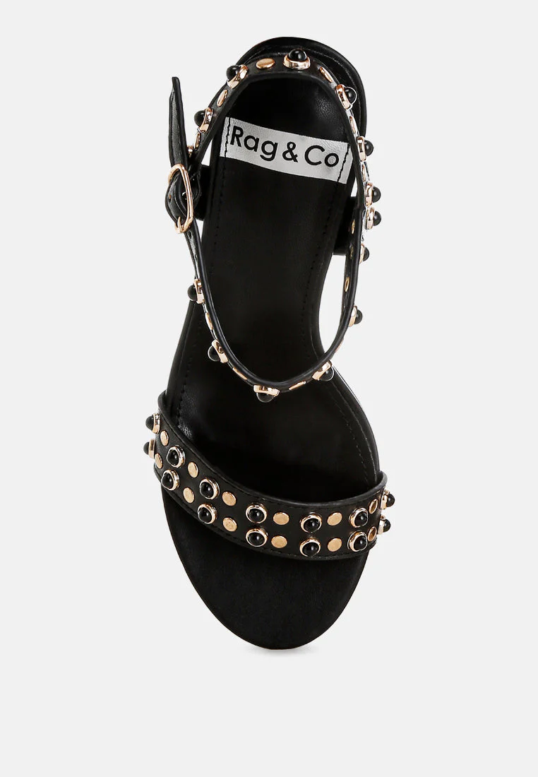 Morosa Studded Real Leather Kitten Heel Sandals - Image 10