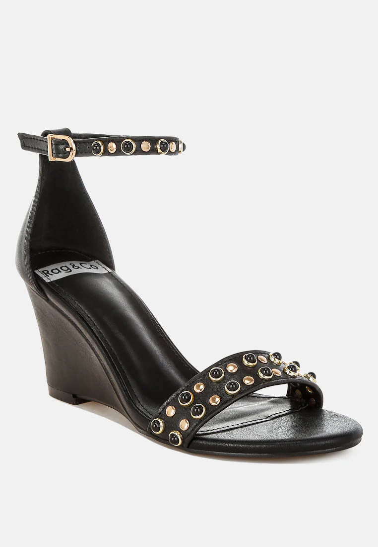 Nidara Studs Embellished Genuine Leather Sandals - Image 2