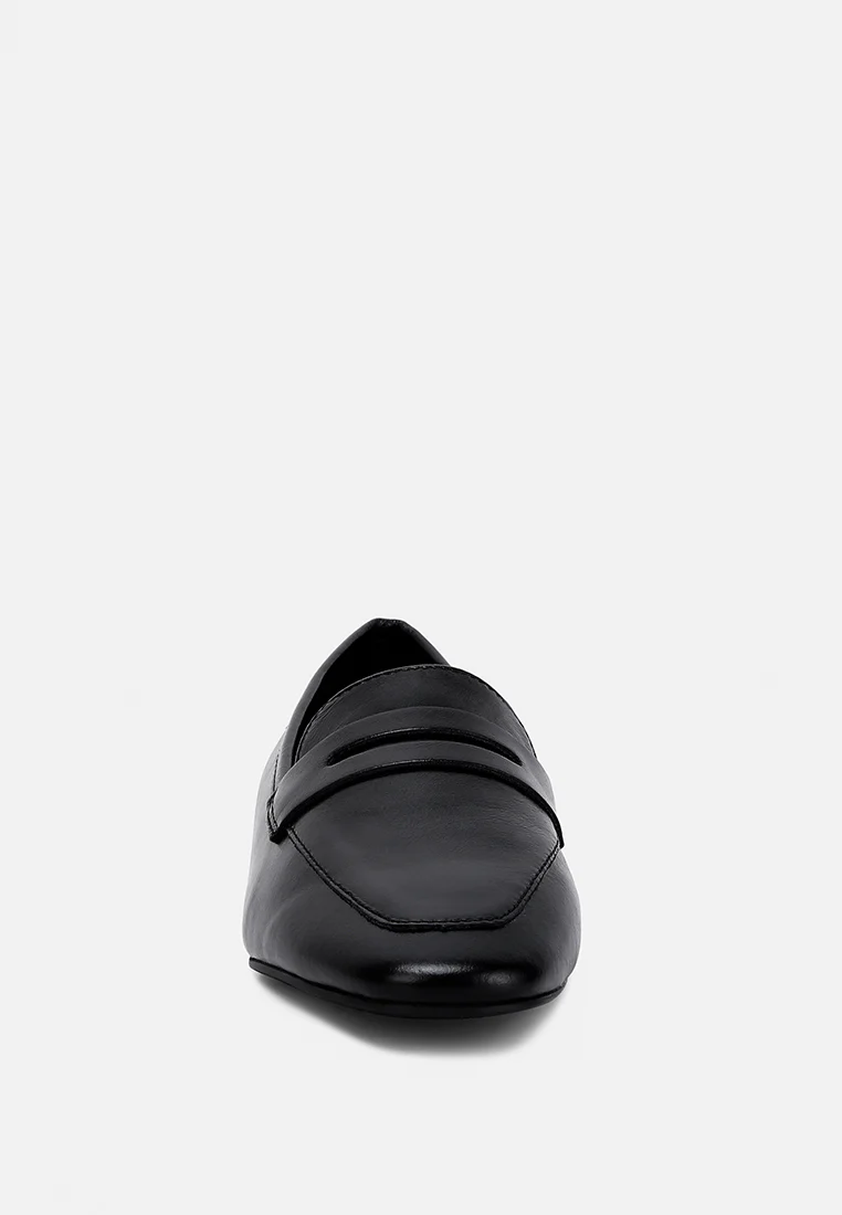 LILIANA Black Classic Leather Penny Loafers - Image 3