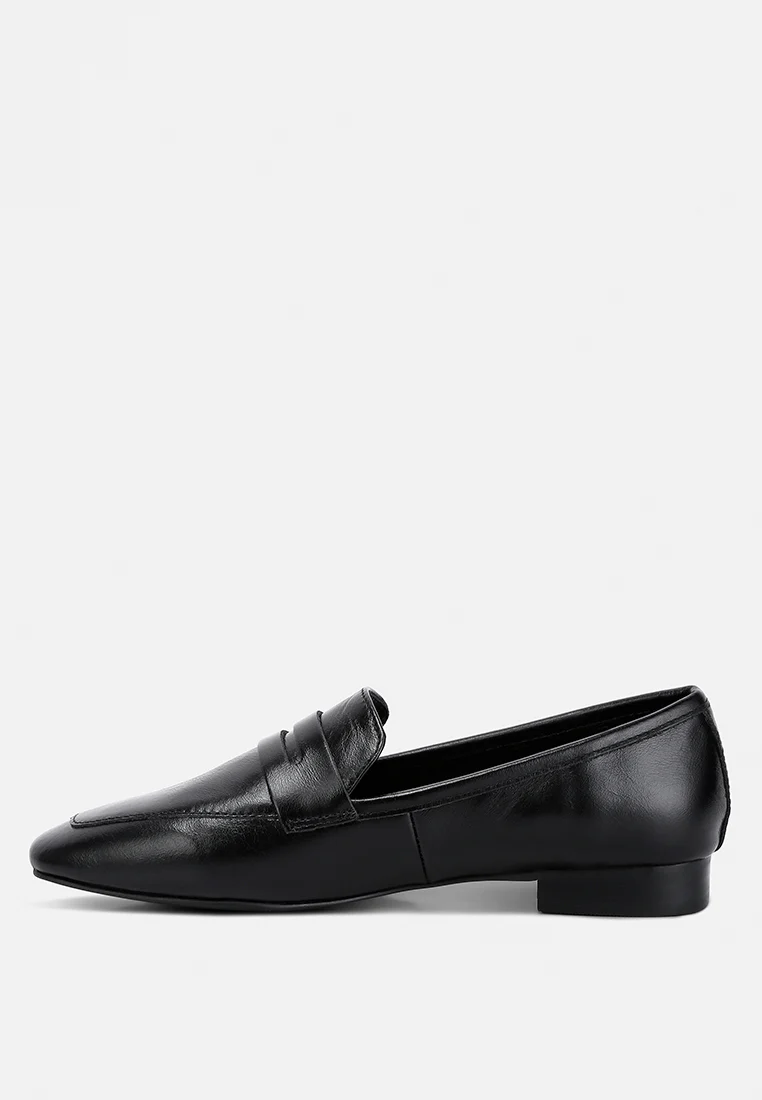 LILIANA Black Classic Leather Penny Loafers - Image 4