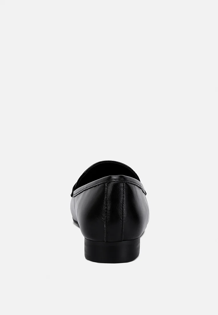 LILIANA Black Classic Leather Penny Loafers - Image 5