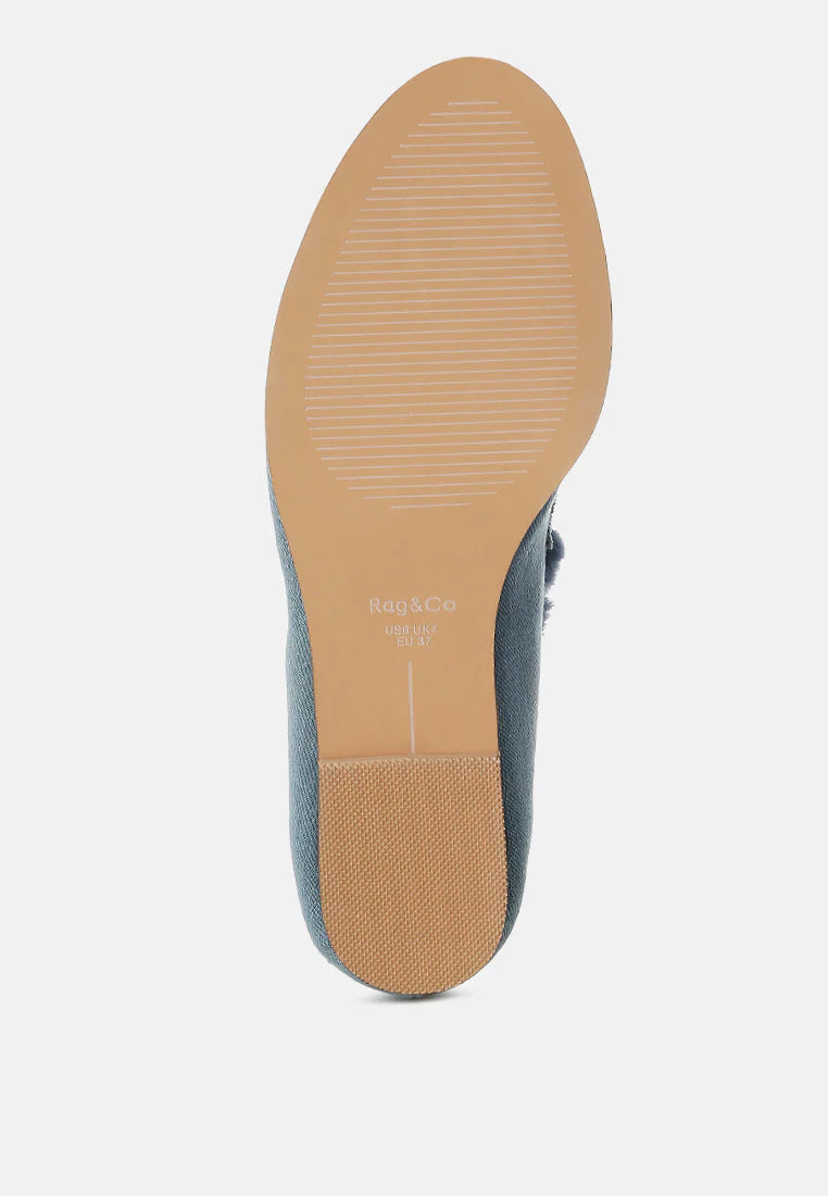 Nivena Fur Detail Denim Loafers - Image 5