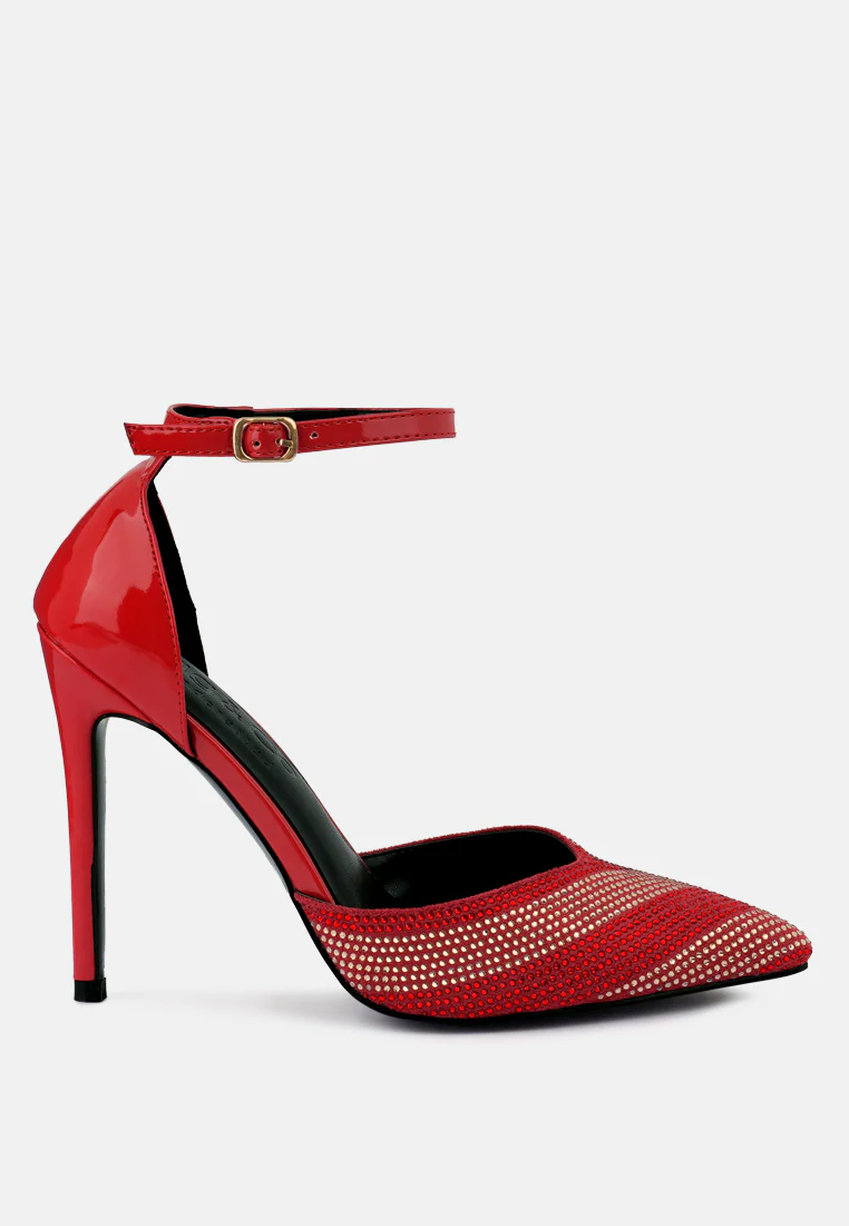 NOBLES Red Rhinestone Patterned Stiletto Sandals - Image 2