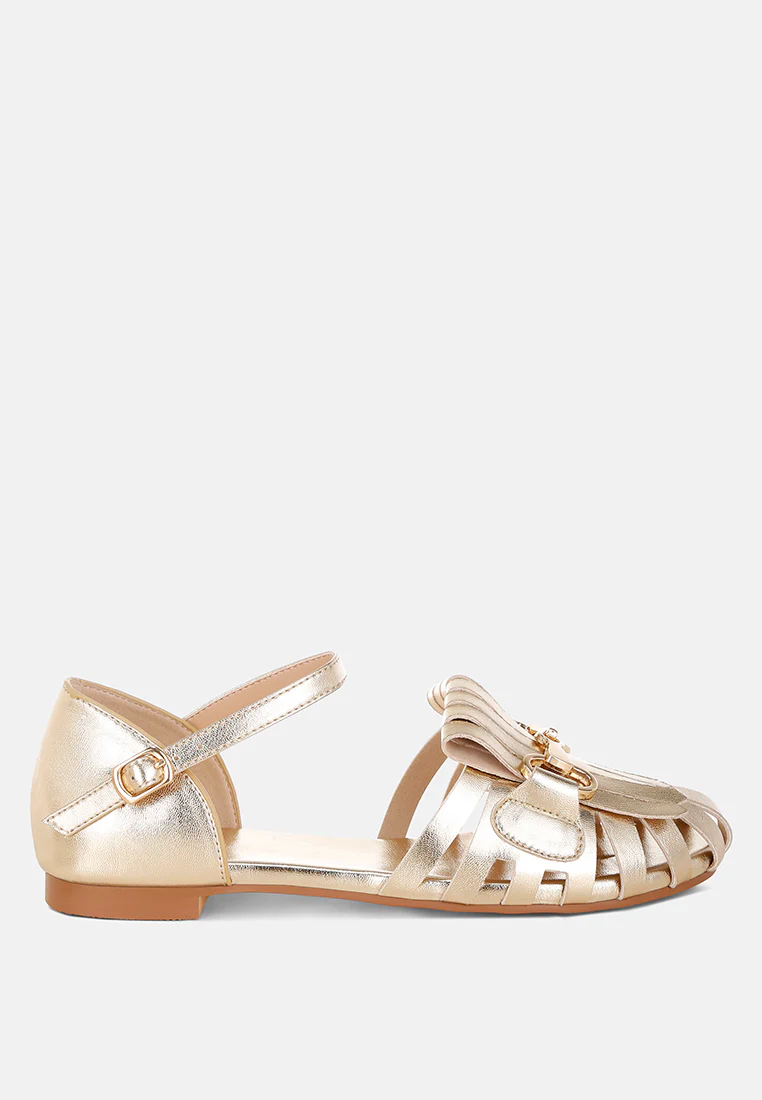 Noori Metallic Fringe Flat Sandals