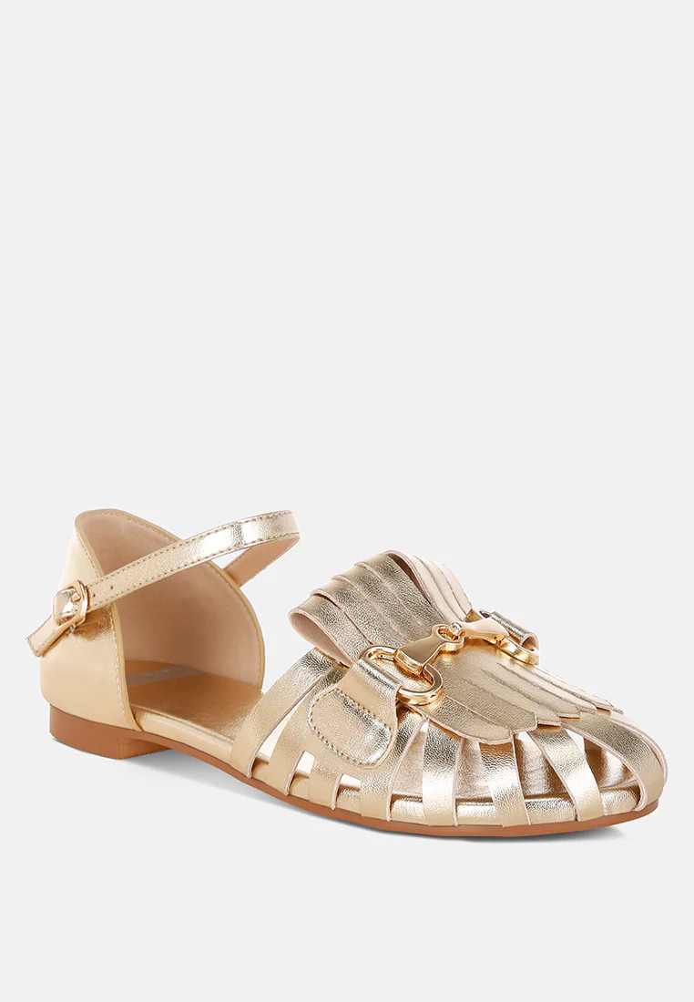 Noori Metallic Fringe Flat Sandals - Image 3