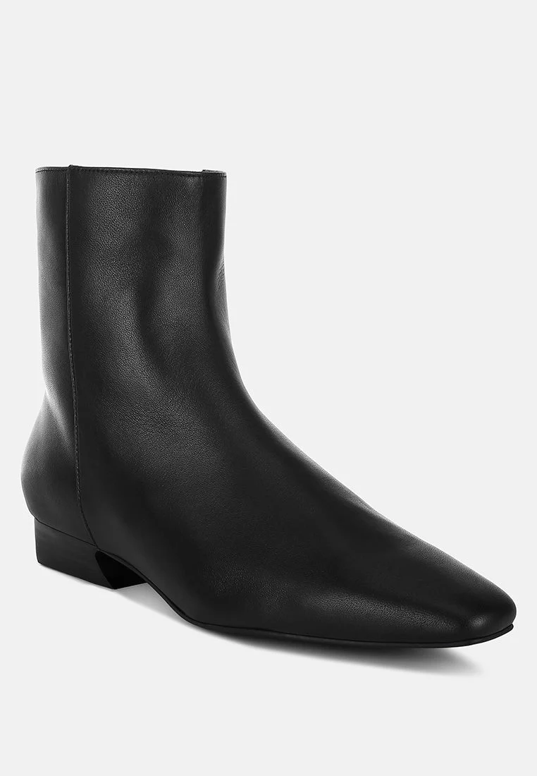 Obita Flared Heel Genuine Leather Boots - Image 12