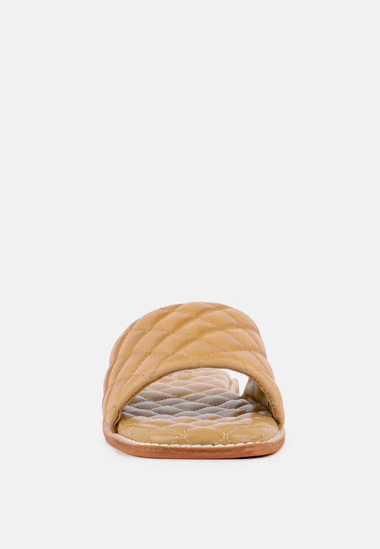ODALTA Beige Handcrafted Quilted Summer Flats - Image 3