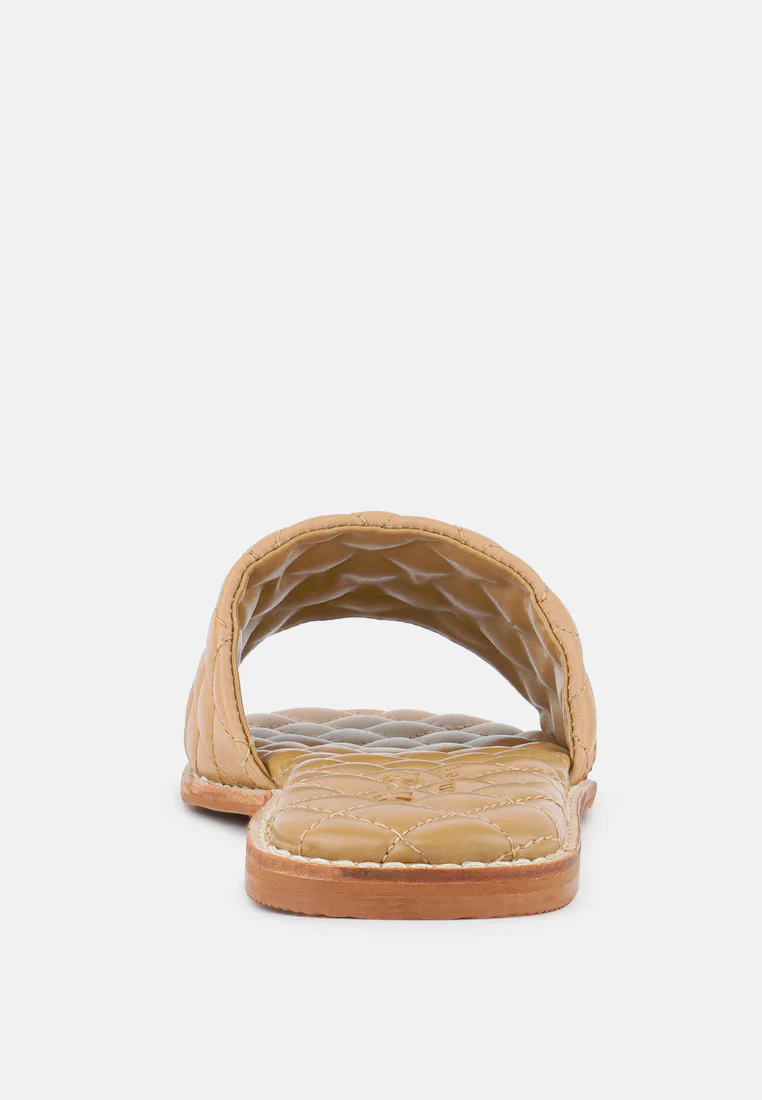 ODALTA Beige Handcrafted Quilted Summer Flats - Image 5