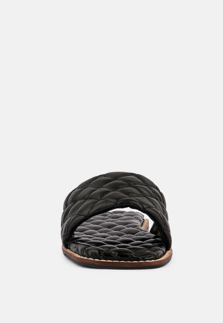 ODALTA Black Handcrafted Quilted Summer Flats - Image 3
