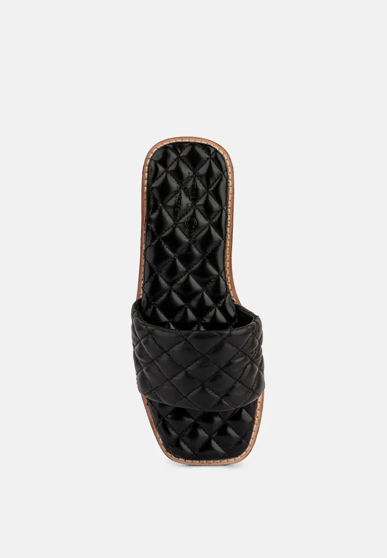 ODALTA Black Handcrafted Quilted Summer Flats - Image 6
